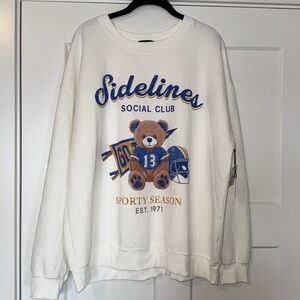 Crewneck Sweatshirt White Large New Sidelines Social Club Casual Originality